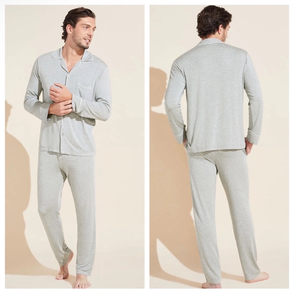 Eberjey The William Modal PJ in Heather Grey Long Pajamas Set